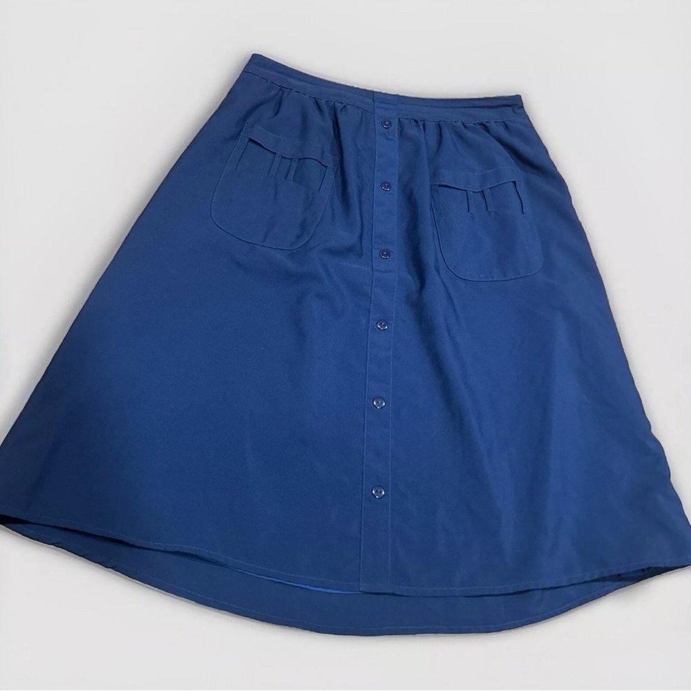 Tulle Brand XS Women’s Circle Skirt Buttons Pocket Front Navy Blue Lined